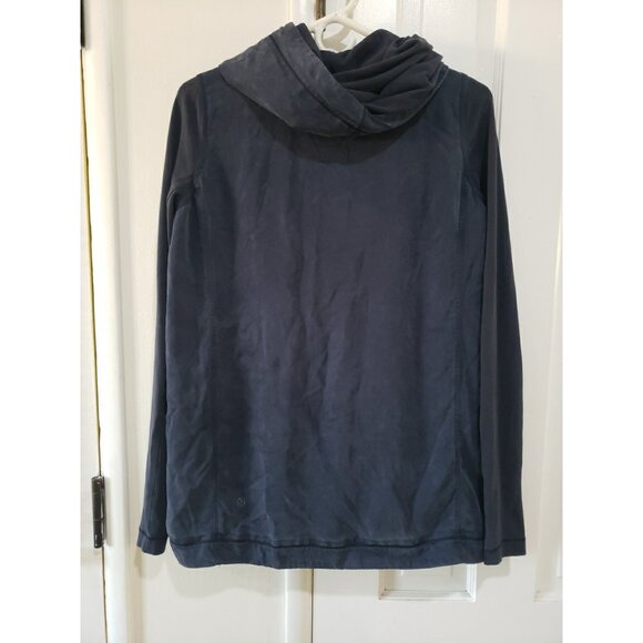 LULULEMON Blissed Out Wrap Jacket Hooded Long Sleeve Womens 4 Navy Blue Tencel - Picture 5 of 7